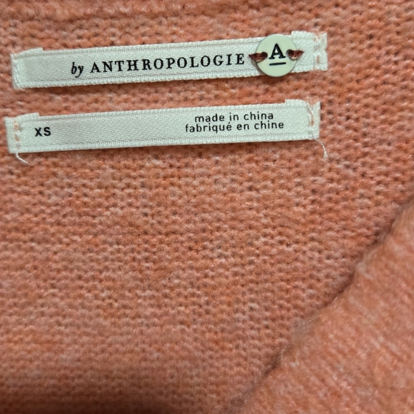 Anthropologie• Oversized Coral V-Neck Sweater. Sz XS - Picture 4 of 7